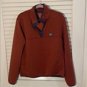 L.L. Bean Men's Airlight Puffed Snap Bicolor Jacket in Rust and Navy